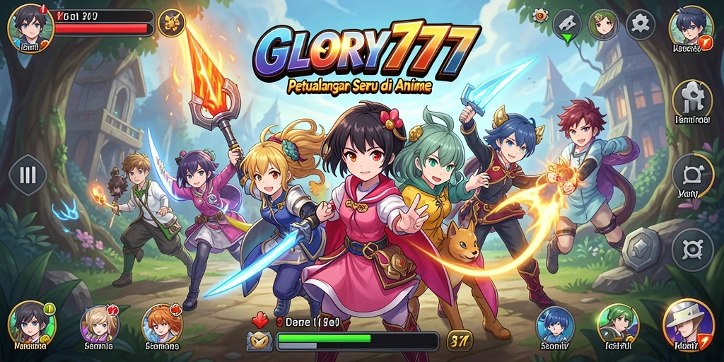 Tampilan menarik dari gameplay GLORY777 dengan karakter anime ikonik.