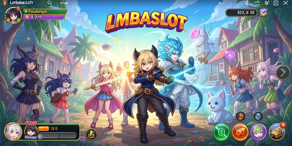 Tangkapan layar gameplay LMBASLOT yang menunjukkan aksi seru dalam dunia Anime.