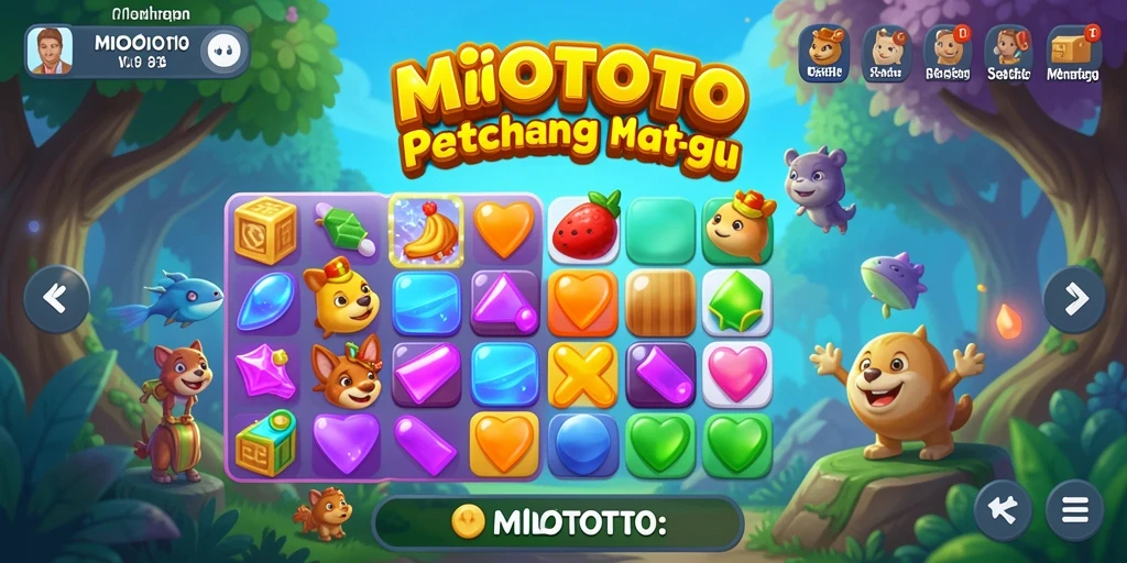 Tangkapan layar gameplay <strong>MIOTOTO</strong> yang menampilkan aksi Match-3 yang seru.