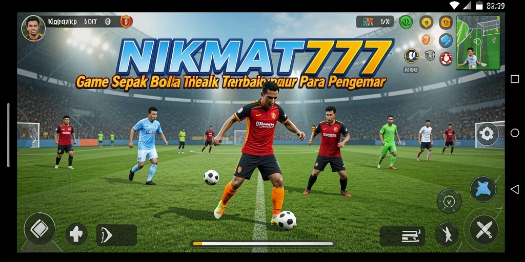 Screenshot gameplay NIKMAT777 yang menampilkan aksi sepak bola seru.