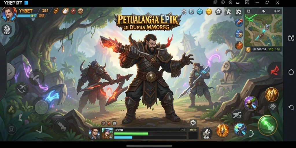 Screenshot YYBET menampilkan aksi pertempuran epik antar pemain dan monster.